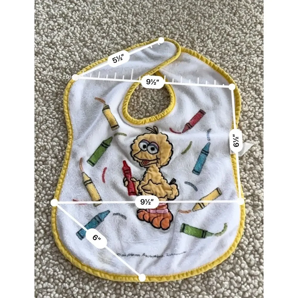 Set of 3 Vintage Disney Big Bird Sesame Street Baby Toddler Bibs Colorful 90s